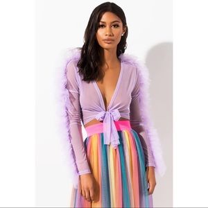 AKIRA BRING THE DRAMA LONG SLEEVE RUFFLE TOP